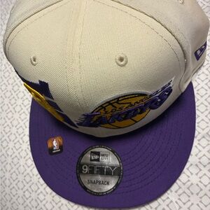 New Era Lakers Cream and Purple Cap